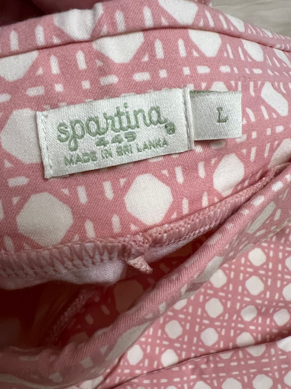 Spartina 449 Womens Pink White Geometric Cane Print Pull On Pants Size L NWT - Picture 3 of 4
